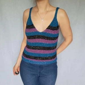 Sparkle Glitter Stripe Cami Asos Top - Picture 1 of 2