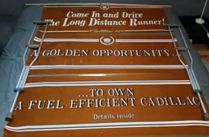 1979 CADILLAC DEALERSHIP SIGN Window Treatment Large 3 Piece Plastic Orange Tint - Picture 1 of 15