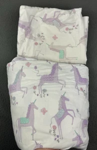 Pottery Barn Kids Flannel Unicorn Purple Fitted Sheet Twin Pillow Case Cover Set - Picture 1 of 9
