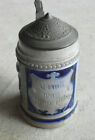 Vintage Stoneware Blue Glazed German Lidded Beer Mug Stein 4 1/2" Tall
