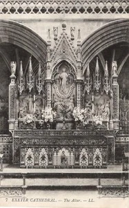 (av65) Exeter Cathedral The Altar  - Devon Levy LL Postcard - Picture 1 of 2