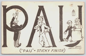 Postal PAU Acabado Pegajoso Militar Cómic Humor Honolulu Risas Segunda Guerra Mundial - Imagen 1 de 2
