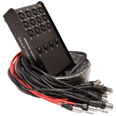 SAJLP-12x4x50 - 12 Channel 50 Foot XLR Low Profile Snake Cable with TRS Returns - Image 1 of 4