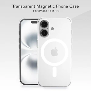 For Apple iPhone 16 Transparent Clear Magnetic Case Shockproof MagSafe - Picture 1 of 5