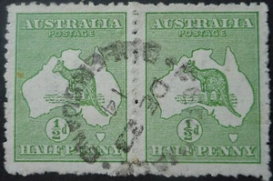 Australia 1913 Halfpenny Kangaroo pair with FERNVALE postmark - Picture 1 of 1