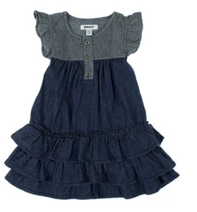DKNY Big Girls Cap Sleeve Denim Dress Stone Wash - Picture 1 of 1