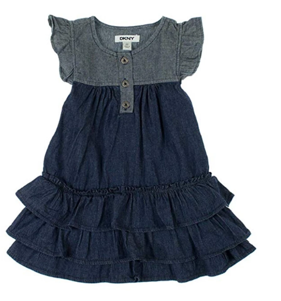 DKNY Big Girls Cap Sleeve Denim Dress Stone Wash - Image 1 of 1