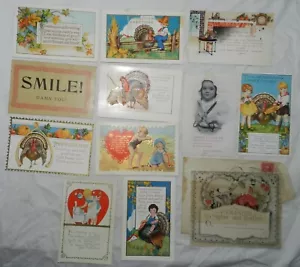 Lote de 11 postales vintage de tarjetas de felicitación, Acción de Gracias, San Valentín, Navidad - Imagen 1 de 6
