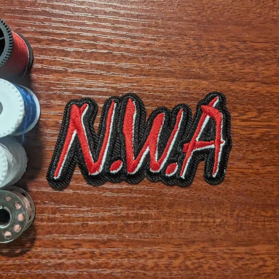 NWA Patch 90s West Coast Gangsta Rap Hip Hop Embroidered Iron On Patch 1.5x3" - Image 1 of 3
