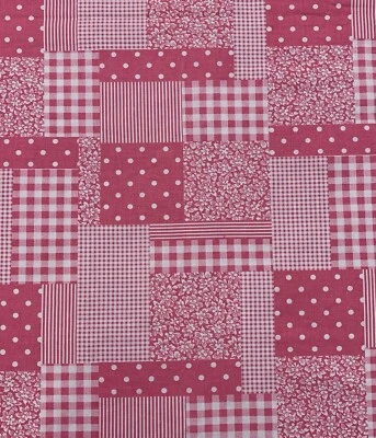 Vintage Patchwork Fabric Cheater Quilt Pink Gingham Check Dots Floral 1.5+ Yard - Image 1 of 4