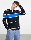 Vans 66 Champs Rugby polo shirt in black stripe - Men's size medium - Brand new