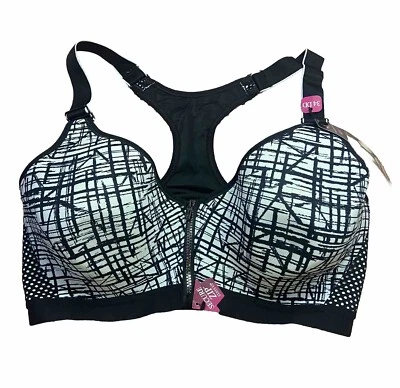Maidenform Women's Sport Bra Zip Front Underwire Racerback Dm7991 Black Sz.34D/D - Image 1 of 4