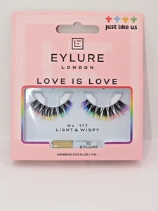 EYLURE LOVE IS LOVE PRIDE FALSE EYELASHES ADHESIVE INCLUDED - 117 LIGHT & WISPY - Picture 1 of 4