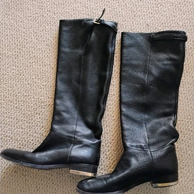 Burberry Black Soft Leather Luxury Knee High Riding Walking Boots SIZE 9 - Image 1 of 4