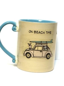On Beach Time Keramik Steinzeug Becher Spectrum Designz Blue Sky 16 Unzen Kaffee Hund - Bild 1 von 4