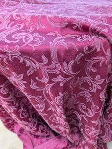 Table Cloth Cranberry Textured 56 X 112 Brocade Cover Damask Tablecloth - Picture 1 of 3