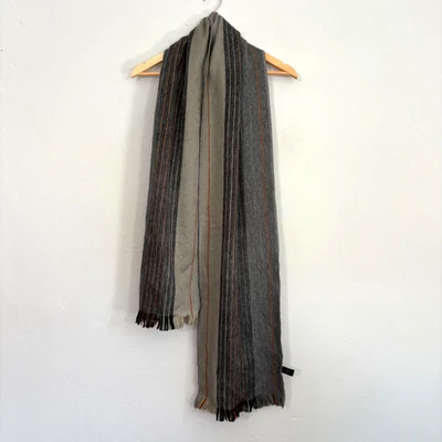 Bufanda Shupaca Mezcla Alpaca Gris Naranja Rayas Flecos Foto 1 de 4