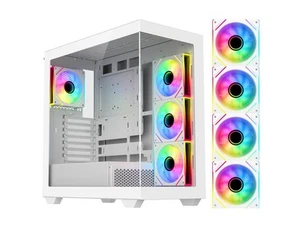 DIYPC ARGB-N6-W White Dual USB3.0/ 1 xType C Tempered Glass ATX Gaming Computer - Picture 1 of 5