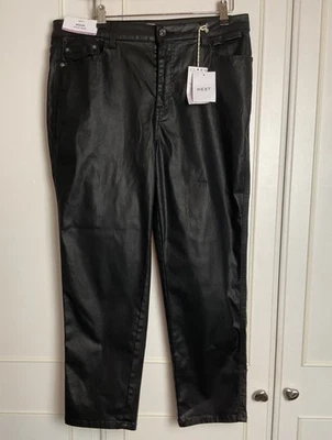 Next Mom High Rise Coated Jeans Womens Size 14R New Black Ankle Party Evening - Image 1 of 4
