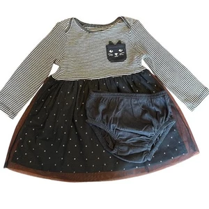 Carter's Black Cat Long Sleeve Baby Dress 6-9M - Picture 1 of 6