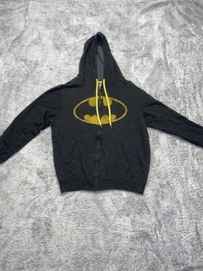 Batman Zipper Jacket With Hoodie And Pockets Black & Gold Size Large DC Comics - Picture 1 of 16