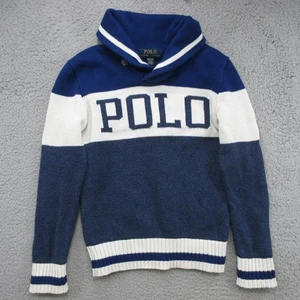 Polo Ralph Lauren Sweater Boys Medium 10-12 Shawl Pullover Knit Casual Classic - Picture 1 of 8