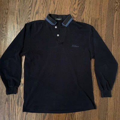 Винтажный Titleist гольф Polo длинным рукавом черный мужской размер большой - Изображение 1 из 4