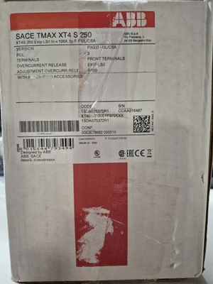 ABB SACE TMAX XT4 S 250 Breaker.  3 pole 100amp. lightly used. - Image 1 of 4