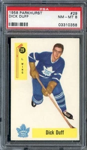 1958-59 Parkhurst #29 Dick Duff PSA 8 Maple Leafs HOF *ML70-553 - Picture 1 of 2