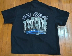 Forever 21 Hot Wheels Shirt Men's Size L Blue Denim Button Up Dark Wash Heavy - Picture 1 of 6