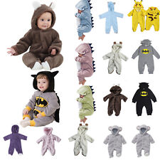 Toddler Baby Fleece Hooded Romper Infant Boys Girls Winter Warm Jumpsuit Outfits