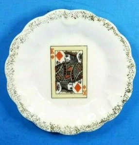 Bridge Tee Cup Saucer King Of Diamonds Hand Painted Marked Japan 4 1/4" Di - Picture 1 of 4