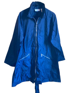 DVF Blue Packable Rain Coat Jacket Sz Large Preowned