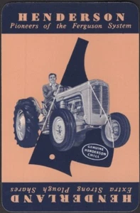 Tarjetas de juego cartas individuales antiguas * HENDERSON TRACTOR ARADO Publicidad Arte Granjero - Imagen 1 de 3