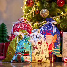 30PC Christmas Sacks Party Gift Bags Ribbon Drawstring Wrap Present Storage Set