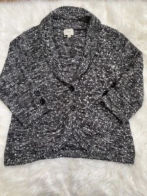 Suéter ECI para mujer XL tejido gris jaspeado manga larga pulóver Foto 1 de 4