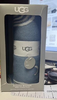 UGG Arianna Blanket Blanket Size 30” X 40” 100% cotton knit denim rainbow - Image 1 of 4