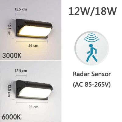 12W 18W LED Wandleuchte Außen Innen Wandlampe Flur Strahler mit Bewegungsmelder - Bild 1 von 4