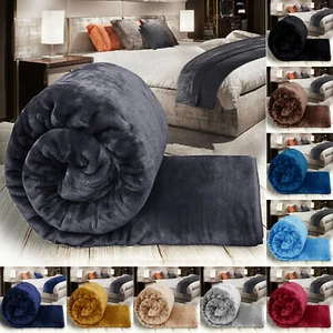 Faux Fur Fleece Throw Soft Warm Mink Large Sofa Bed Blanket Double Sizes King - Picture 1 of 21