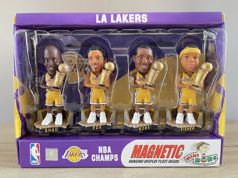 KOBE BRYANT SHAQ Los Angeles Lakers NBA Champs Mini 3” Bobblehead Set NIB! Cover