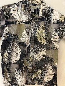 Vintage Sandwich Isle Medium Made In USA Cotton Green Leaf Reverse Print Vaca - Picture 1 of 10