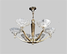 GENET et MICHON important French Art Deco chandelier with PETITOT style shades