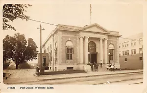 Webster MA Post Office Underwood & Underwood Note School Children RPPC - Picture 1 of 2