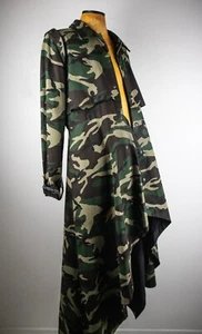 Cross For God Green Camouflage Trench Coat Sz l - Picture 1 of 6