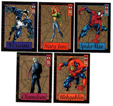 1994 Spiderman Gold Web 5 of 6 Jumbo Packs Venom, MJ, Spider-man, Chameleon, Hob