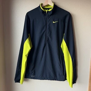 VTG Y2K Nike Dri-Fit Black Neon Green 1/2 Zip Up Windbreaker Jacket Size M *Flaw - Picture 1 of 16