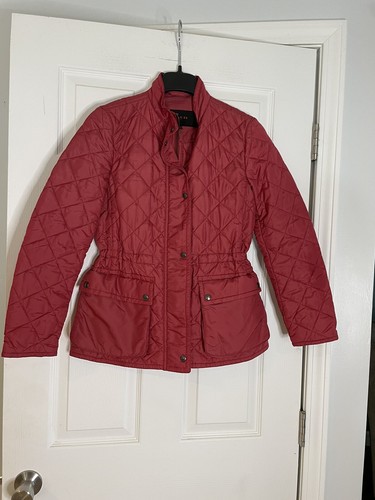 Giacca trapuntata Coach Diamond full zip a scatto con tasche colore rosso corallo XS