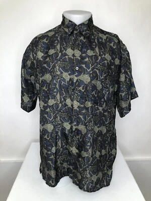ROBERT STOCK / 100% SEDA - Vintage Masculino Md. Camisa abstrata geométrica - Imagem 1 de 4