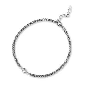 Pulsera de cadena en acera con circonio cúbico rodio sobre plata esterlina, ajustable - Imagen 1 de 1