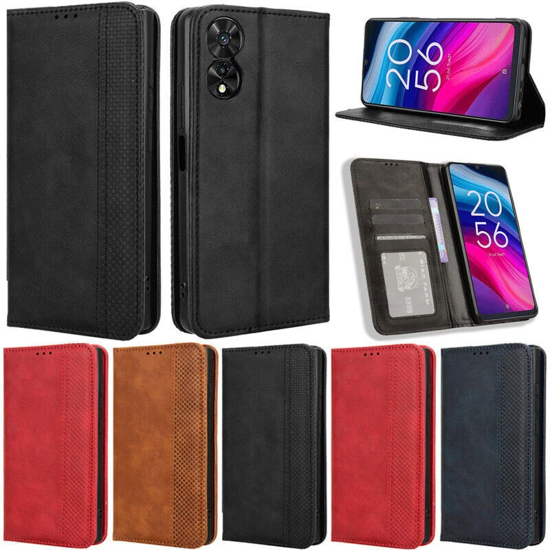 Retro Book Wallet Leather Flip Skin PHONE Case For TCL K11 50 40 30 XE XL LE  Foto 1 de 4